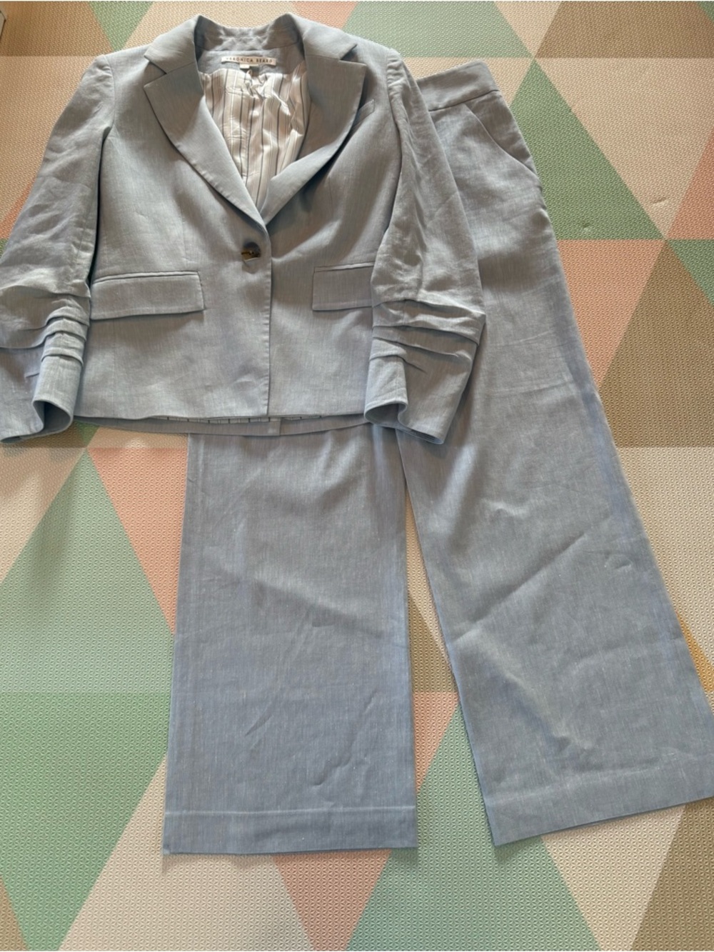 Veronica Beard Aaliyah Dickey Jacket and Matching Jeanne Linen-Blend Pants EUC